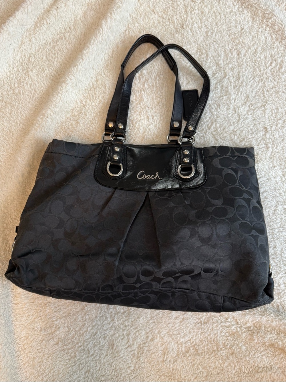 Coach Ashley Signature Sateen Carryall F15510 Black